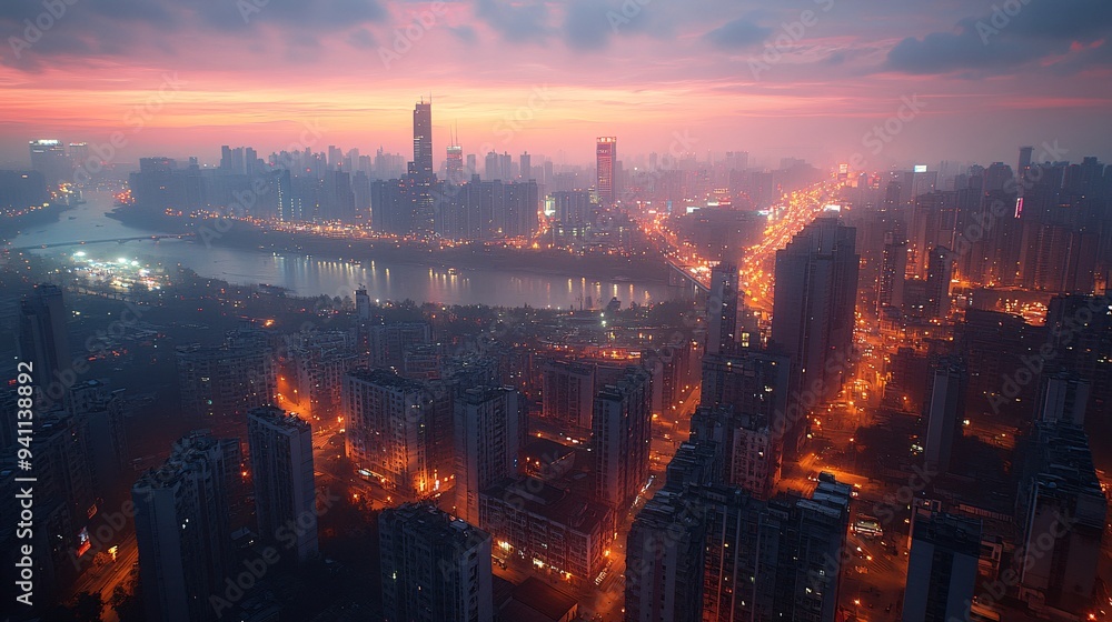 Poster a cityscape where ai-driven systems manage traffic flow and energy usage for sustainable urban livin