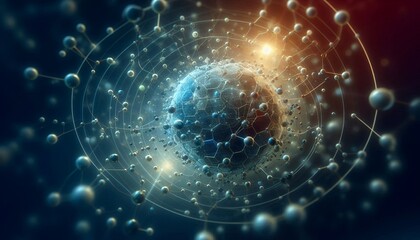 Closeup of an abstract biological and scientific molecular structure concept