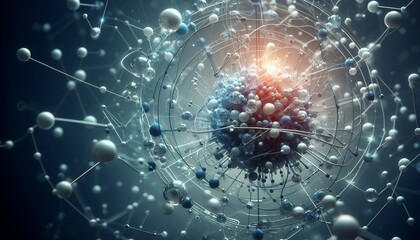 Obraz premium Closeup of an abstract biological and scientific molecular structure concept
