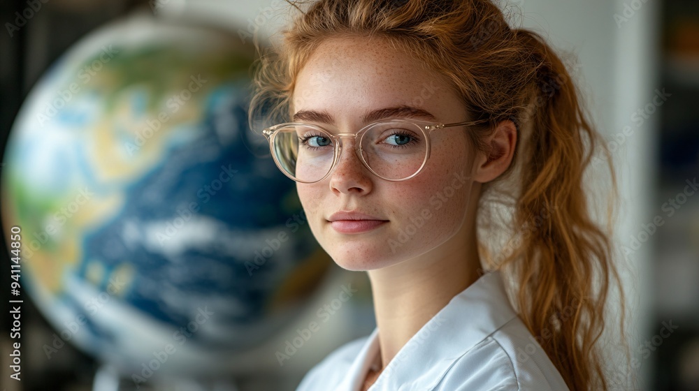 Poster a research scientist using ai tools to model and predict environmental changes on a global scale sto