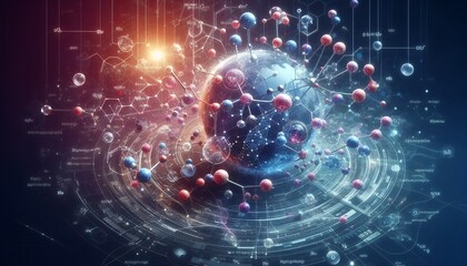 Obraz premium Closeup of an abstract biological and scientific molecular structure concept