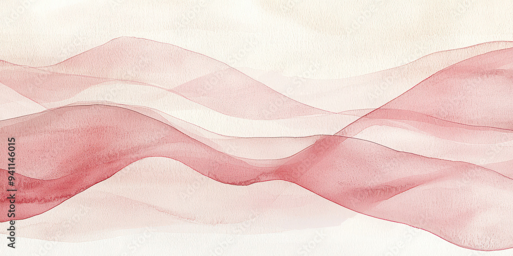 Sticker abstract composition with soft, flowing waves of pink and beige, creating a smooth and calming aesth