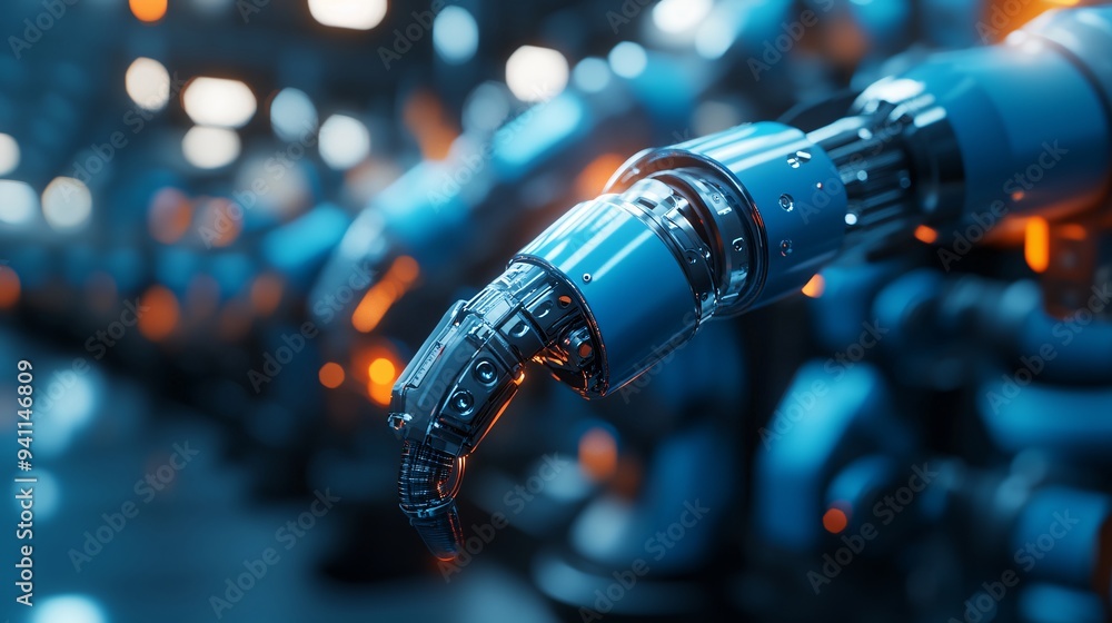 Aufkleber a futuristic factory where ai-driven machines produce goods with unparalleled precision and efficien