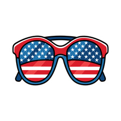Vector sunglasses with american flag illustration template