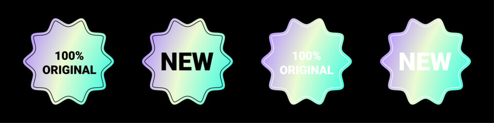Sticker hologram emblem holographic label. Vector stickers for design mockups.