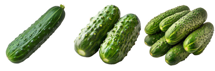 Fresh Green Cucumbers on Transparent Background Ideal for Healthy Eating, Food Photography, and Culinary Projects
