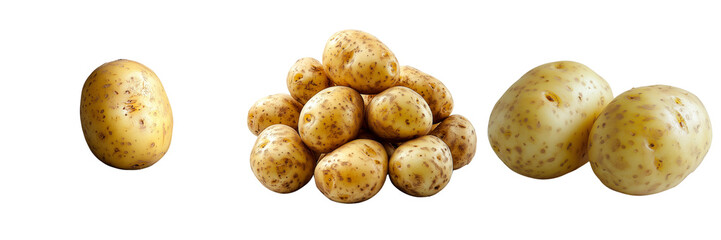 High-Quality Image of Fresh Potatoes Isolated on Transparent Background, Ideal for Cooking, Recipe Development, and Organic Produce Marketing