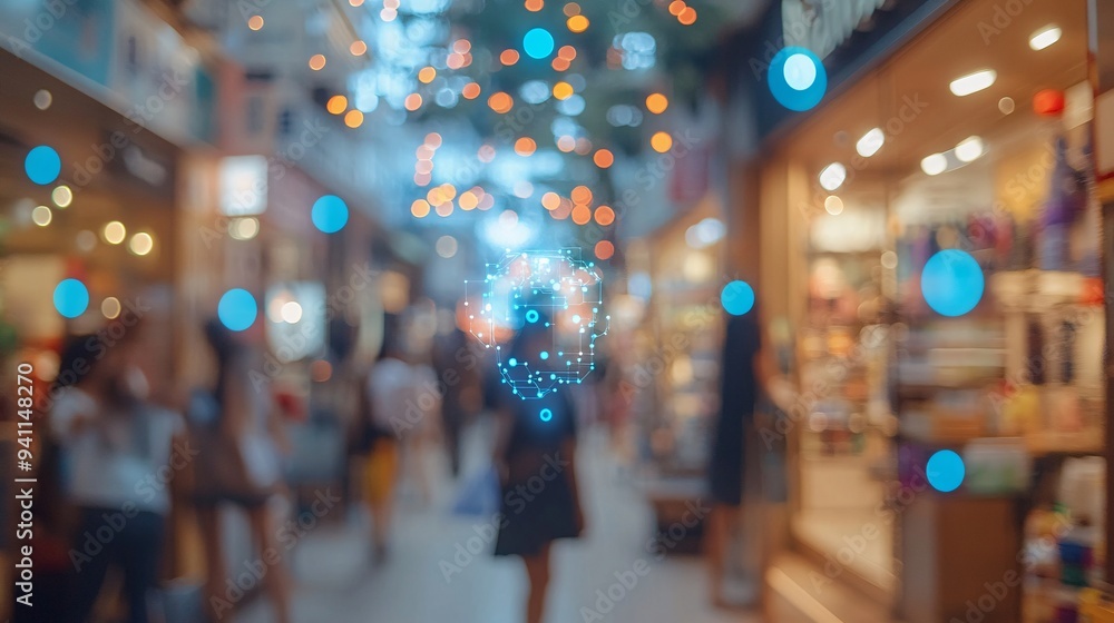 Poster a retail environment where ai-driven technology enhances the shopping experience and streamlines ope