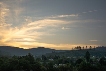 sunset over the mountains