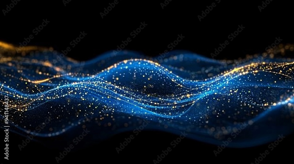Aufkleber An abstract visualization of AI as a glowing neural network connecting various points of data across a dark background Stock Photo with copy space