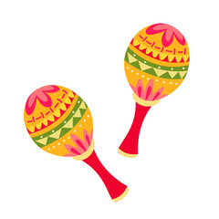 Mexican Traditional Clothes Sombrero Hat Maraca, Mexico Cinco De Mayo Holiday Flat Vector Illustration. Cinco de Mayo Mexican Hat, Maracas Cartoon Clipart. Mexican poncho icon