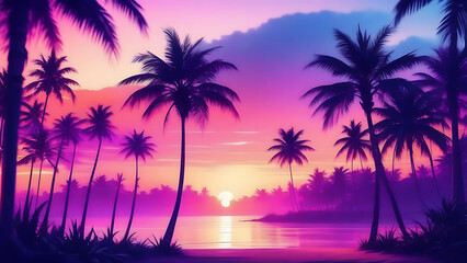 palm silhouette at sunset