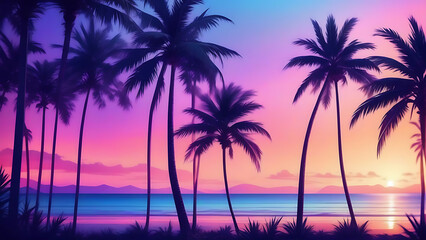 Obraz premium palm silhouette at sunset