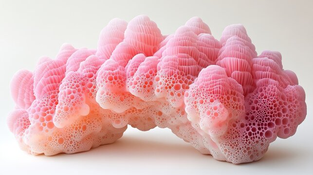 Pink and orange coral-like abstract structure with a soft, sponge-like texture
