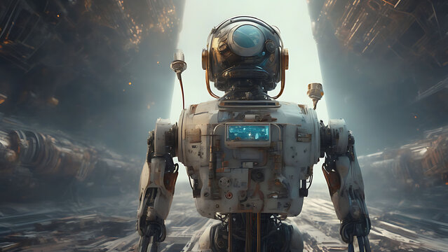 artificial intelligence robot background with space