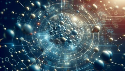 Obraz premium Closeup of an abstract biological and scientific molecular structure concept
