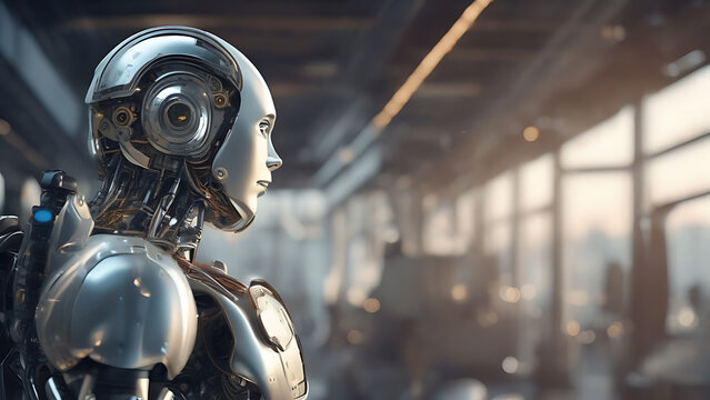 artificial intelligence robot background with space