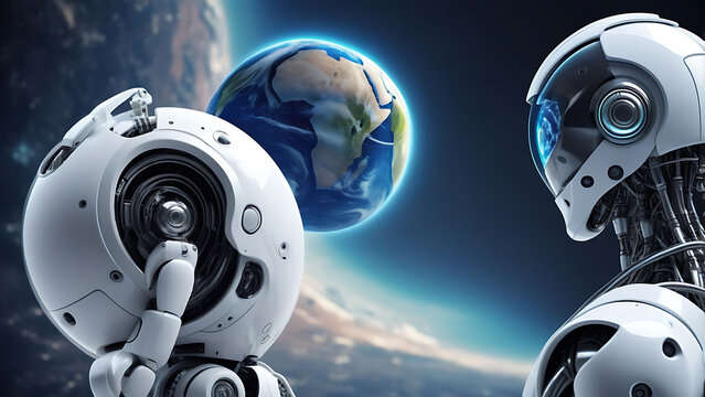 artificial intelligence robot background with space