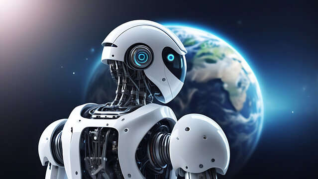 artificial intelligence robot background with space