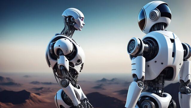artificial intelligence robot background with space