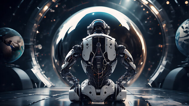 artificial intelligence robot background with space