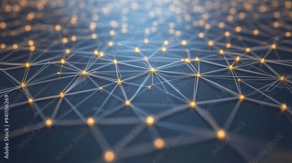 Aufkleber An abstract depiction of AI as a network of glowing nodes and connections representing deep learning processes Stock Photo with copy space