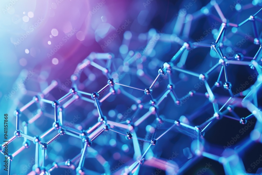 Poster a close-up shot of multiple molecules, ideal for use in science and education contexts