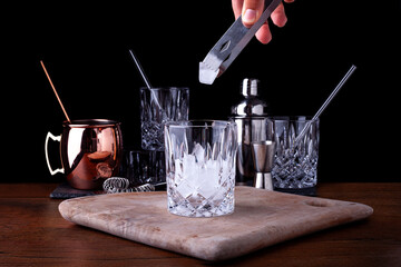 Ice cubes in Whiskey glass