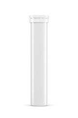 Fizz tablet tube package for pharmaceutical products isolated. 3D rendering illustration....