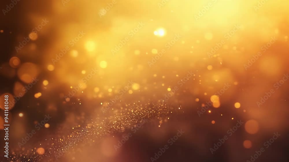 Poster abstract golden bokeh lights floating against a dark background