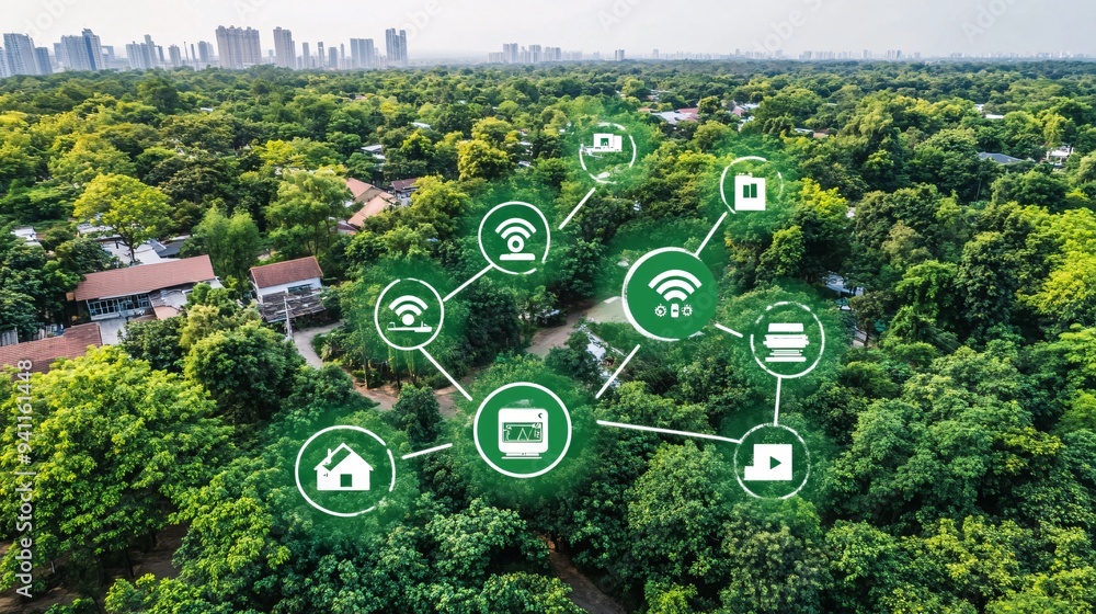 Poster a high-tech urban landscape where ai-driven systems manage everything from traffic to energy consump