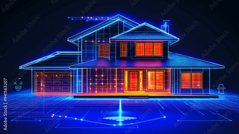 Aufkleber A smart home where AI controls every aspect from lighting to security ensuring maximum comfort and efficiency Stock Photo with copy space