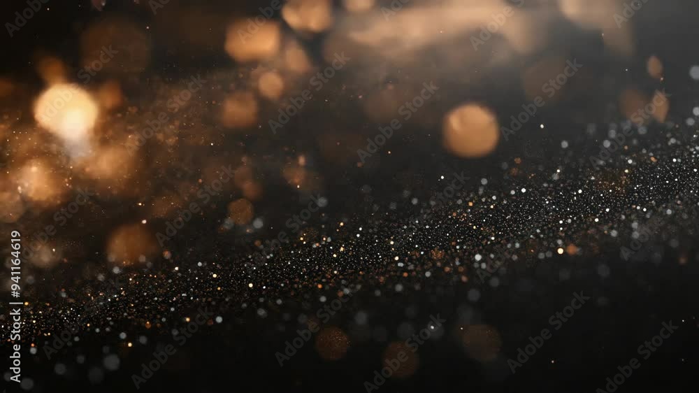 Poster abstract golden bokeh lights floating against a dark background