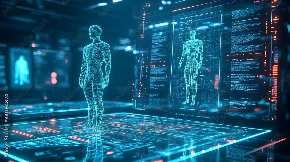 Poster digital twin technology aiding the design and development of a new product with ample copy space for