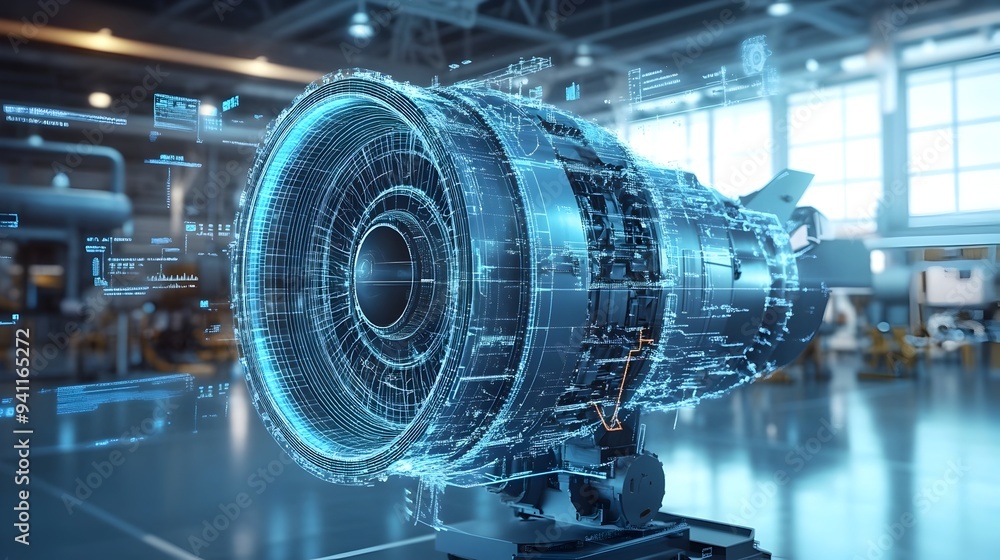 Poster detailed virtual twin simulation model depicting the performance and analysis of an aircraft engine