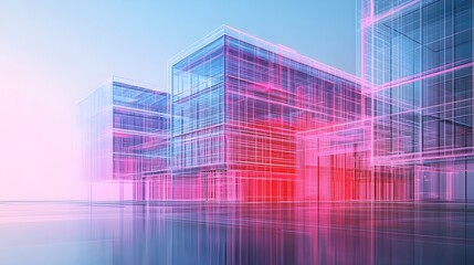Digital twin technology optimizing the energy usage and efficiency of a smart building with copy space for text overlay  Showcasing architecture engineering