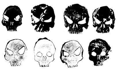 Grunge Spooky Head Skull Set	