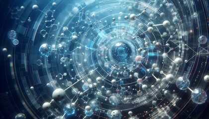 Closeup of an abstract biological and scientific molecular structure concept