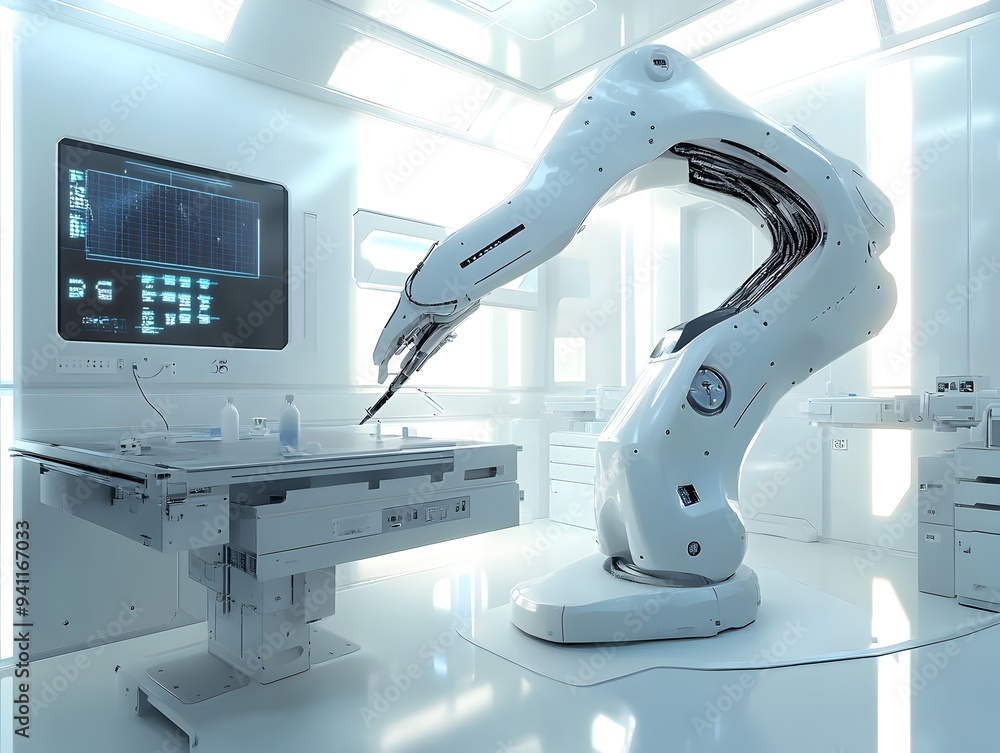 Poster innovative prototype of an experimental autonomous robotic system featuring a sleek and seamless pol