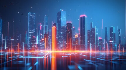 Fototapeta premium Cutting Edge Digital Twin Technology Enabling Real Time Monitoring and Analytics for Optimizing Urban Infrastructure and Cityscape