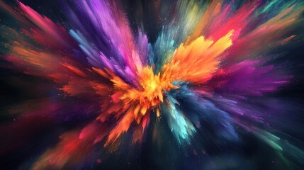 Abstract Colorful Explosion - Dynamic Vibrant Paint Splashes Background