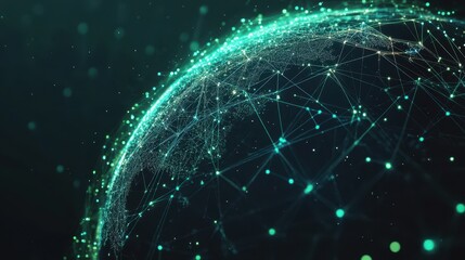 Abstract Green Globe Network Connection - Global Communication, Technology and Data Transfer.