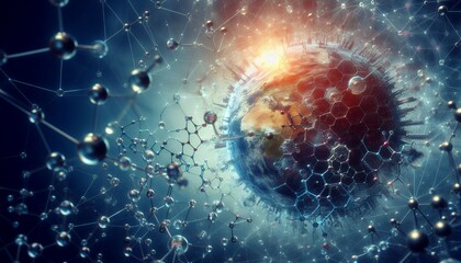 Obraz premium Closeup of an abstract biological and scientific molecular structure concept