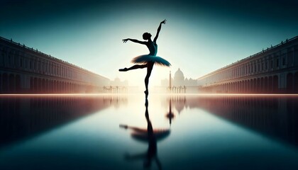 scenic view of a silhouette of a ballerina dancer performing in theatre