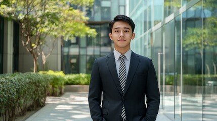 Young Businessman man smiling facing camera