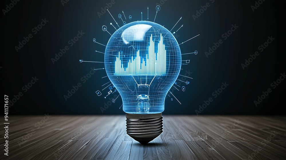 Poster light bulb illuminating the intersection of data and market goals
