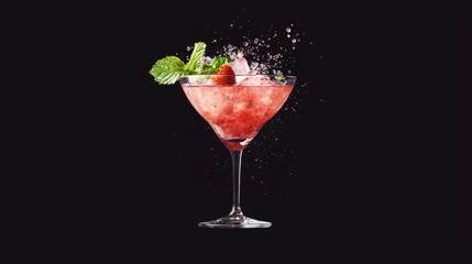 Refreshing Summer Cocktail Watercolor Illustration with Vibrant Pinks and Greens on Clean Background for Marketing Campaigns