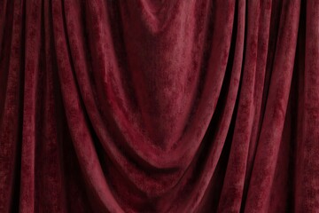 Fototapeta premium Luxurious Maroon Velvet Drapes - 3D Render in Elegant Setting