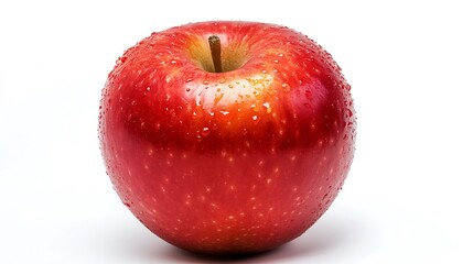 Fresh Red Apple with Glossy Skin on White Background