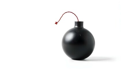 A black round bomb isolated on a white background